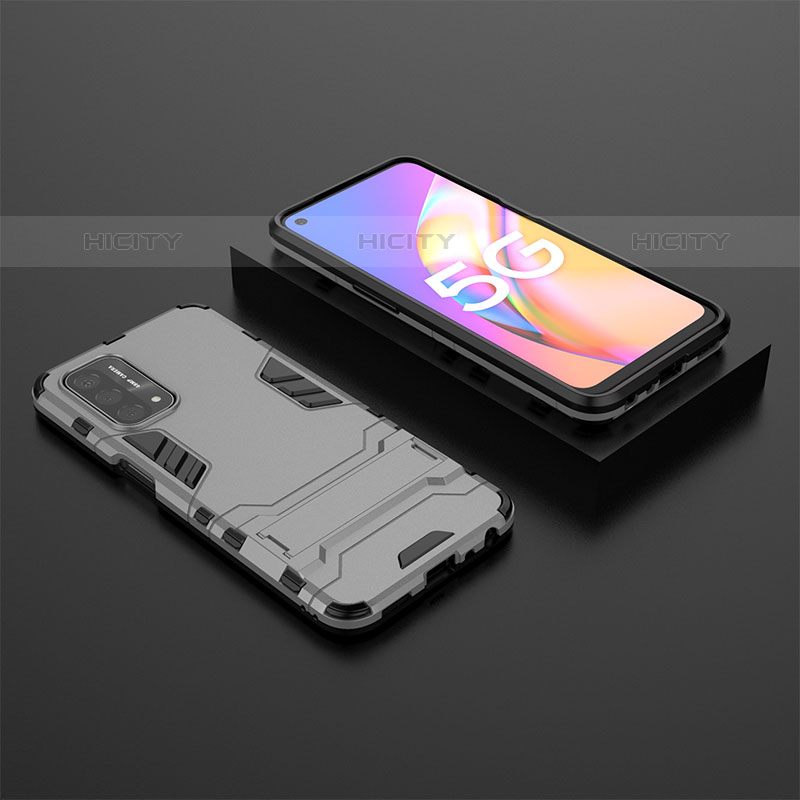 Funda Bumper Silicona y Plastico Mate Carcasa con Soporte T02 para OnePlus Nord N200 5G Gris