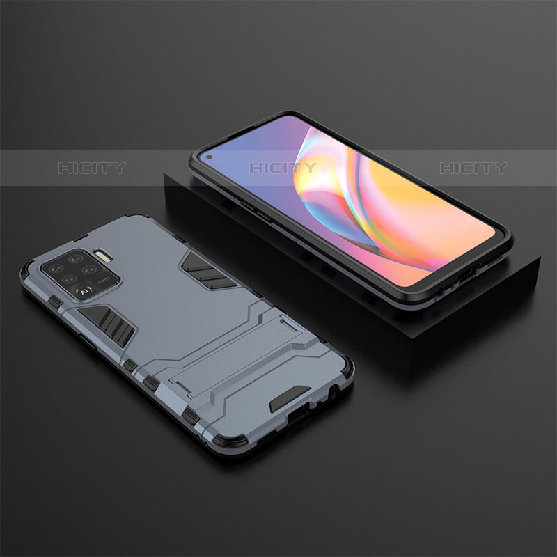 Funda Bumper Silicona y Plastico Mate Carcasa con Soporte T02 para Oppo A94 4G