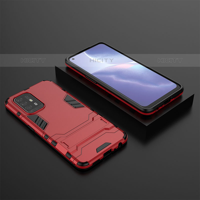 Funda Bumper Silicona y Plastico Mate Carcasa con Soporte T02 para Oppo A94 5G