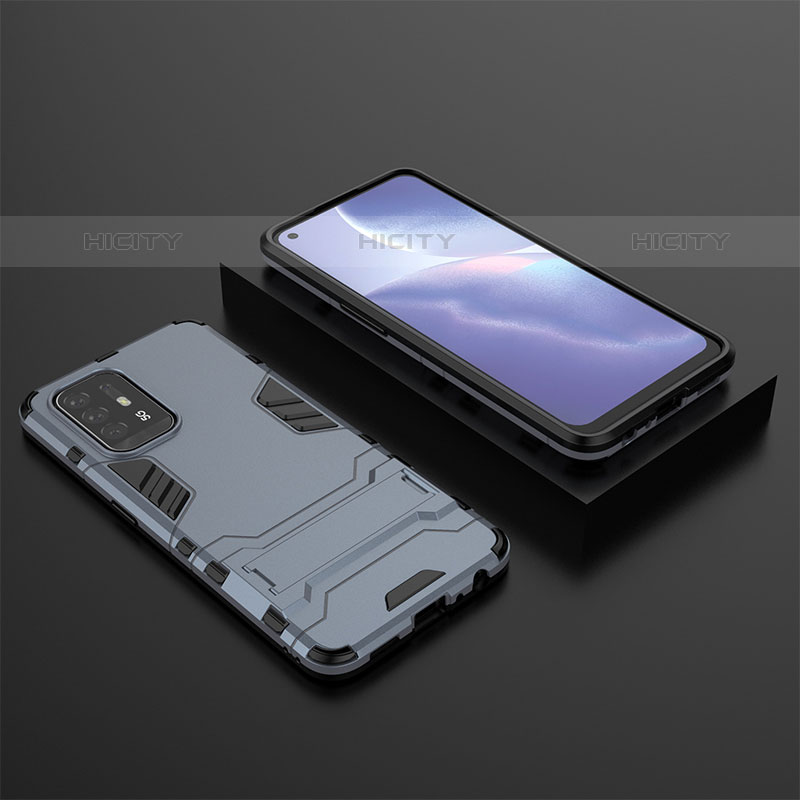 Funda Bumper Silicona y Plastico Mate Carcasa con Soporte T02 para Oppo A95 5G