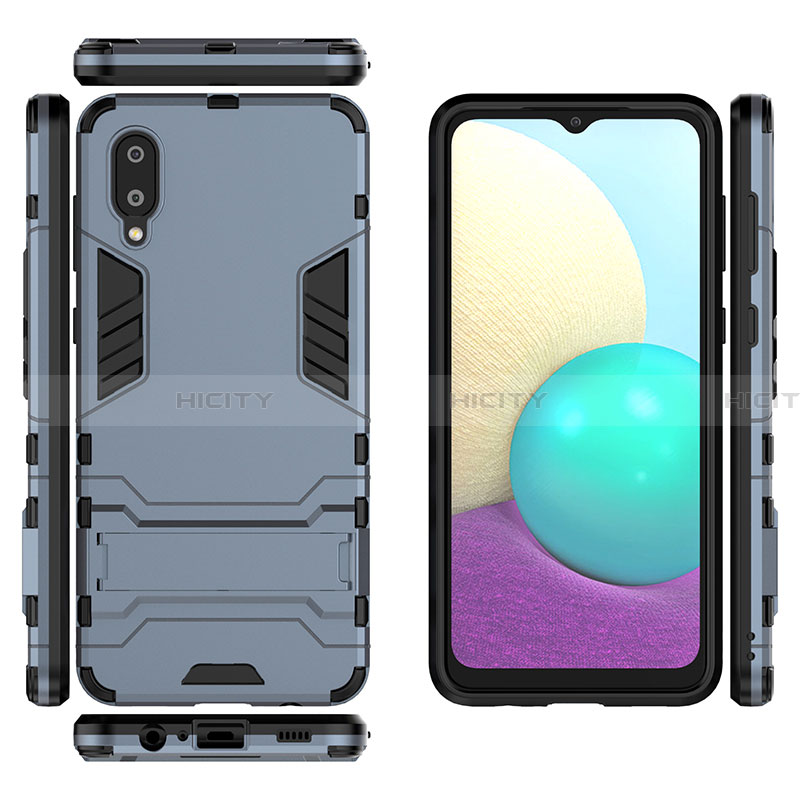 Funda Bumper Silicona y Plastico Mate Carcasa con Soporte T02 para Samsung Galaxy A02