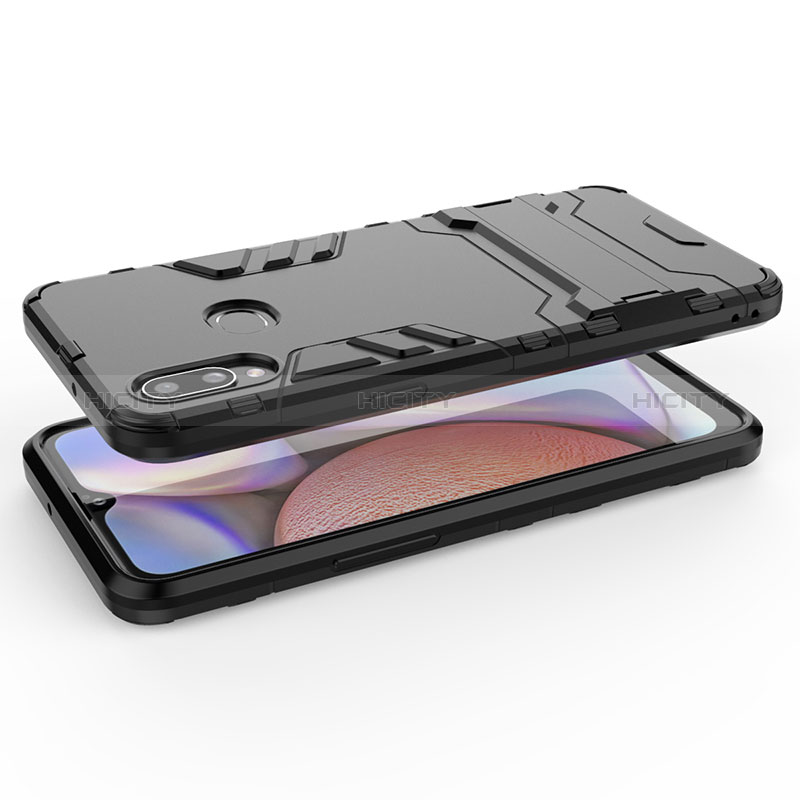 Funda Bumper Silicona y Plastico Mate Carcasa con Soporte T02 para Samsung Galaxy A10s