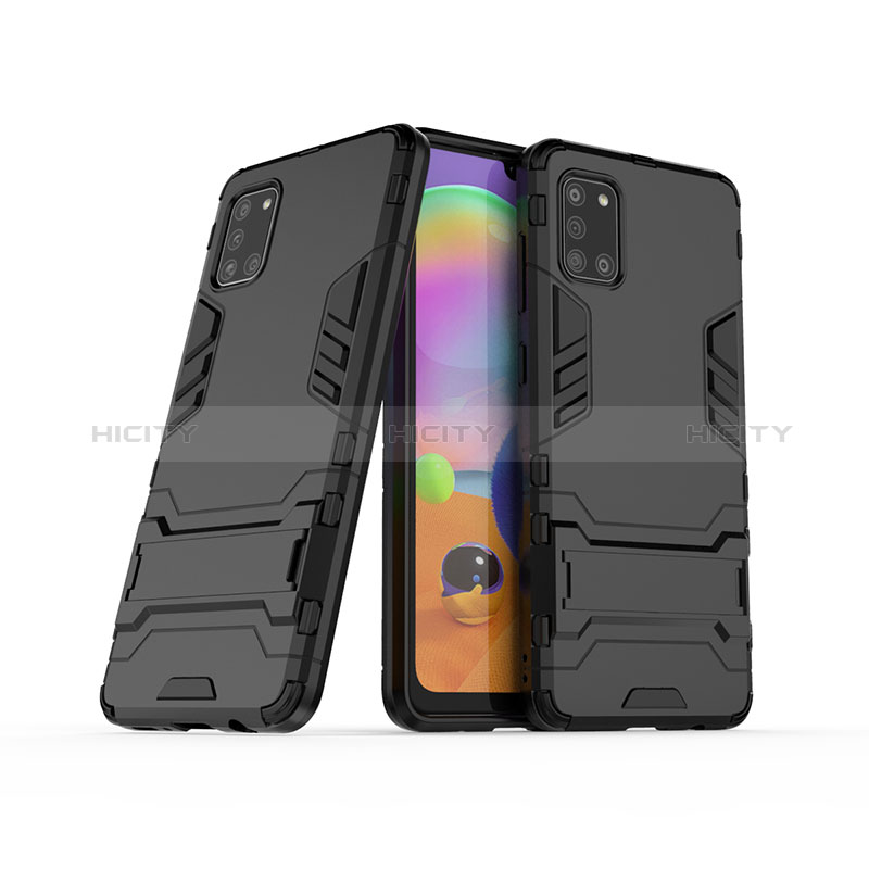 Funda Bumper Silicona y Plastico Mate Carcasa con Soporte T02 para Samsung Galaxy A31