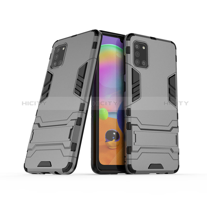 Funda Bumper Silicona y Plastico Mate Carcasa con Soporte T02 para Samsung Galaxy A31