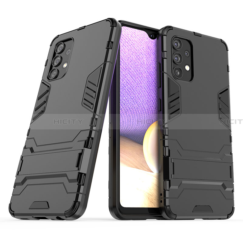 Funda Bumper Silicona y Plastico Mate Carcasa con Soporte T02 para Samsung Galaxy A32 4G