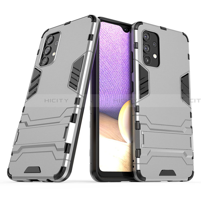 Funda Bumper Silicona y Plastico Mate Carcasa con Soporte T02 para Samsung Galaxy A32 4G