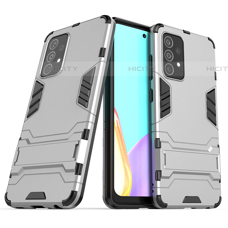 Funda Bumper Silicona y Plastico Mate Carcasa con Soporte T02 para Samsung Galaxy A52 4G