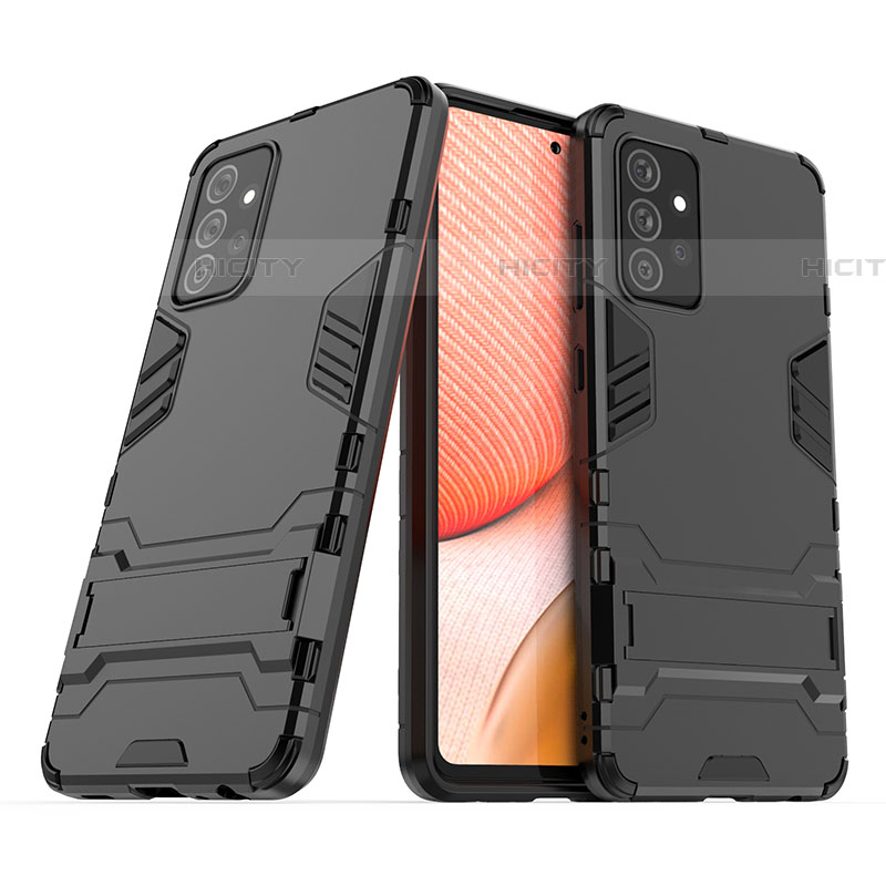 Funda Bumper Silicona y Plastico Mate Carcasa con Soporte T02 para Samsung Galaxy A72 4G