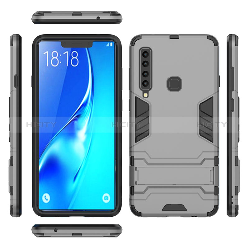 Funda Bumper Silicona y Plastico Mate Carcasa con Soporte T02 para Samsung Galaxy A9 Star Pro