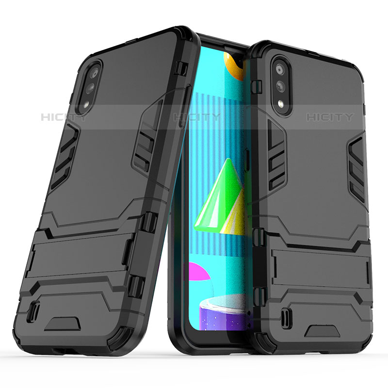 Funda Bumper Silicona y Plastico Mate Carcasa con Soporte T02 para Samsung Galaxy M01