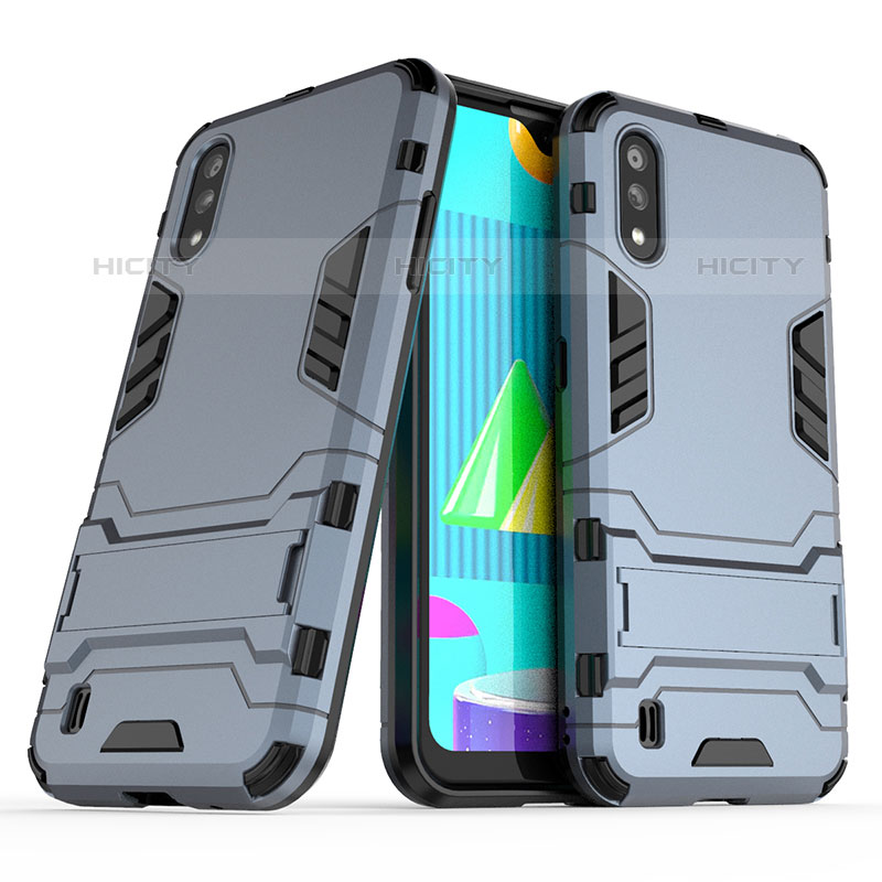 Funda Bumper Silicona y Plastico Mate Carcasa con Soporte T02 para Samsung Galaxy M01