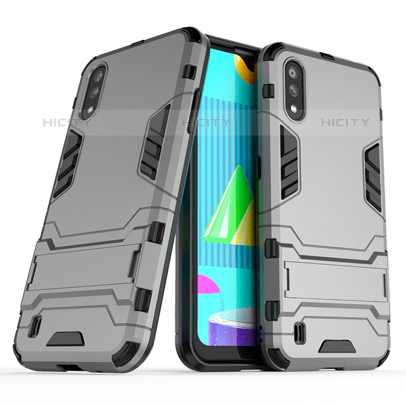 Funda Bumper Silicona y Plastico Mate Carcasa con Soporte T02 para Samsung Galaxy M01