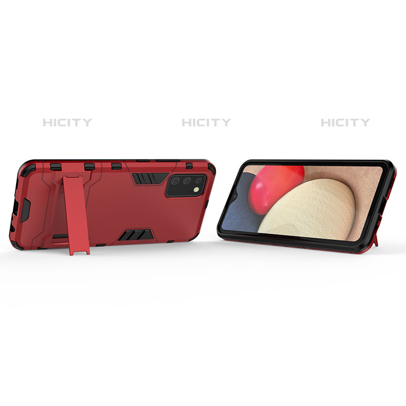 Funda Bumper Silicona y Plastico Mate Carcasa con Soporte T02 para Samsung Galaxy M02s