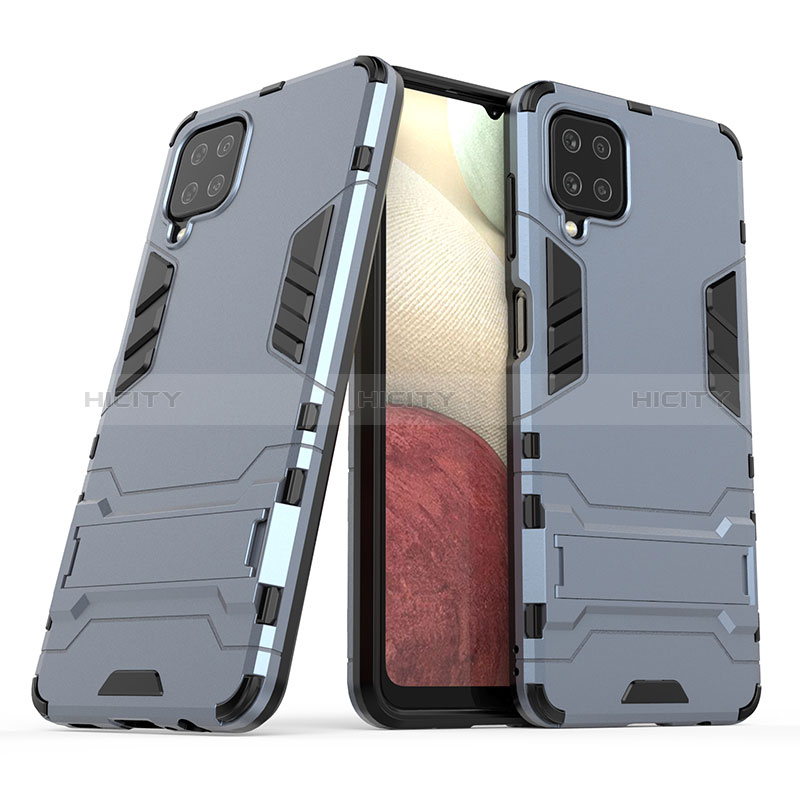 Funda Bumper Silicona y Plastico Mate Carcasa con Soporte T02 para Samsung Galaxy M12