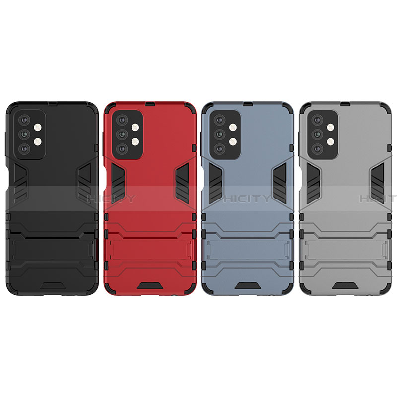 Funda Bumper Silicona y Plastico Mate Carcasa con Soporte T03 para Samsung Galaxy A32 4G