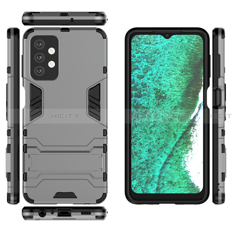 Funda Bumper Silicona y Plastico Mate Carcasa con Soporte T03 para Samsung Galaxy A32 4G