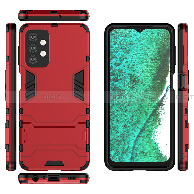 Funda Bumper Silicona y Plastico Mate Carcasa con Soporte T03 para Samsung Galaxy A32 4G