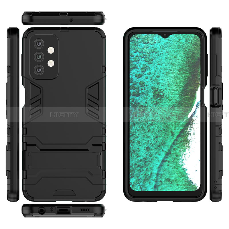 Funda Bumper Silicona y Plastico Mate Carcasa con Soporte T03 para Samsung Galaxy A32 4G