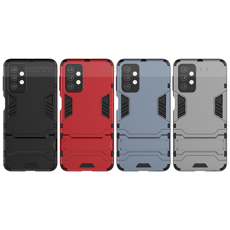 Funda Bumper Silicona y Plastico Mate Carcasa con Soporte T03 para Samsung Galaxy M32 5G