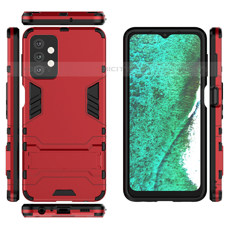 Funda Bumper Silicona y Plastico Mate Carcasa con Soporte T03 para Samsung Galaxy M32 5G