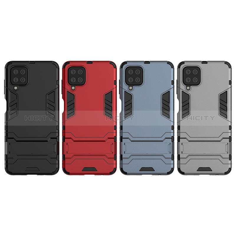 Funda Bumper Silicona y Plastico Mate Carcasa con Soporte T04 para Samsung Galaxy A12 5G