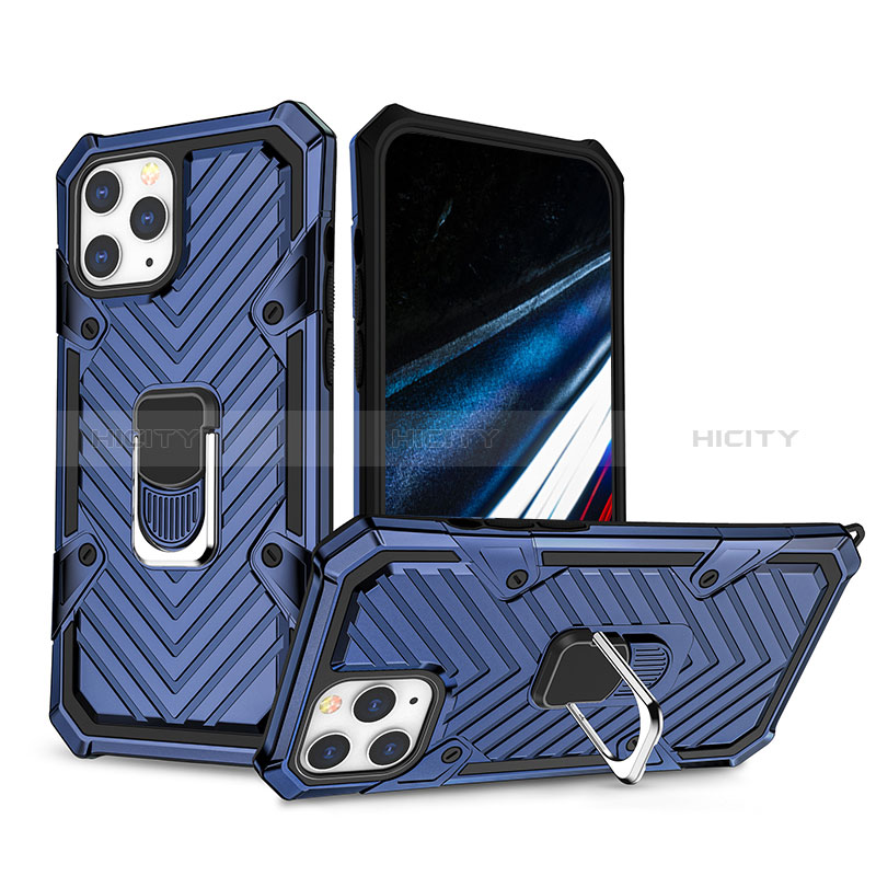 Funda Bumper Silicona y Plastico Mate Carcasa con Soporte YF1 para Apple iPhone 13 Pro Max Azul