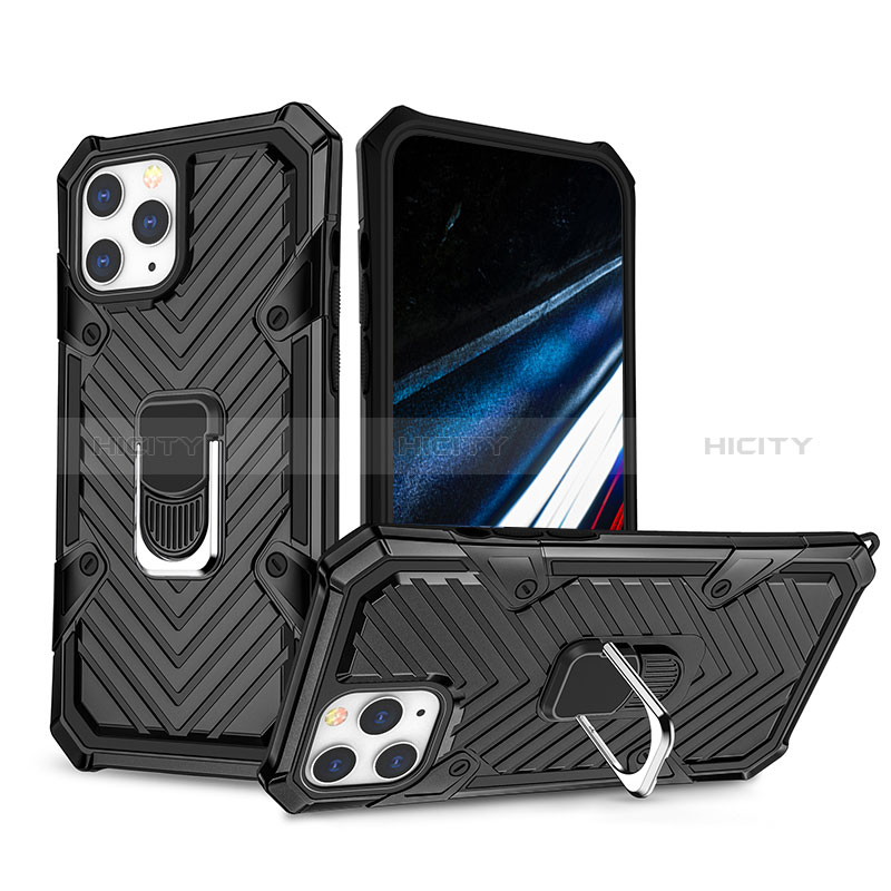 Funda Bumper Silicona y Plastico Mate Carcasa con Soporte YF1 para Apple iPhone 14 Pro Max Negro