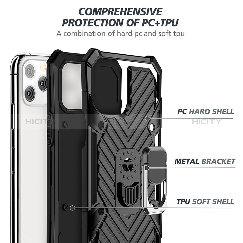 Funda Bumper Silicona y Plastico Mate Carcasa con Soporte YF1 para Apple iPhone 15 Pro