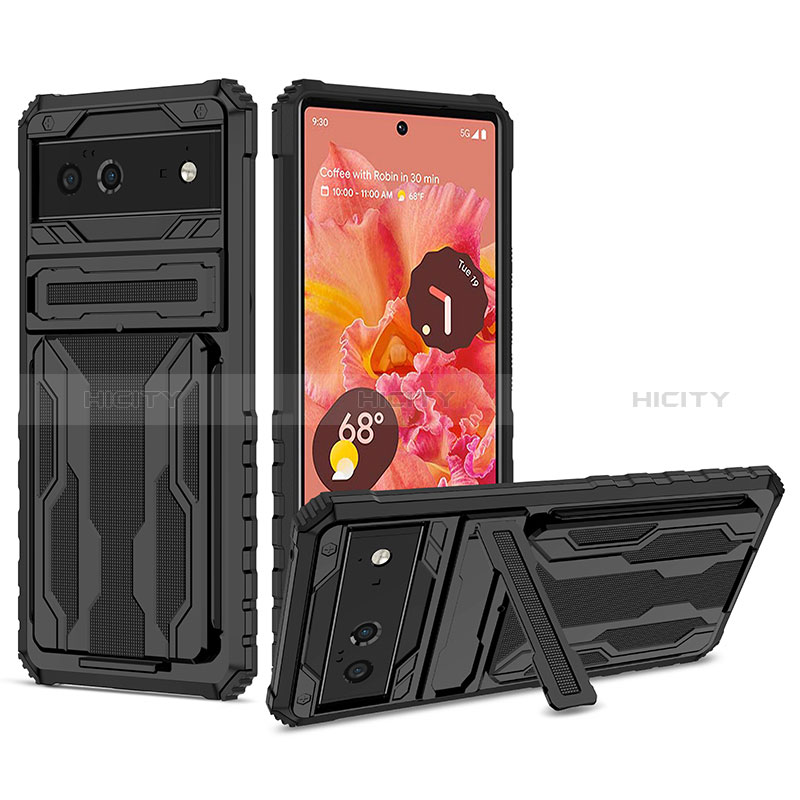 Funda Bumper Silicona y Plastico Mate Carcasa con Soporte YF1 para Google Pixel 6 5G