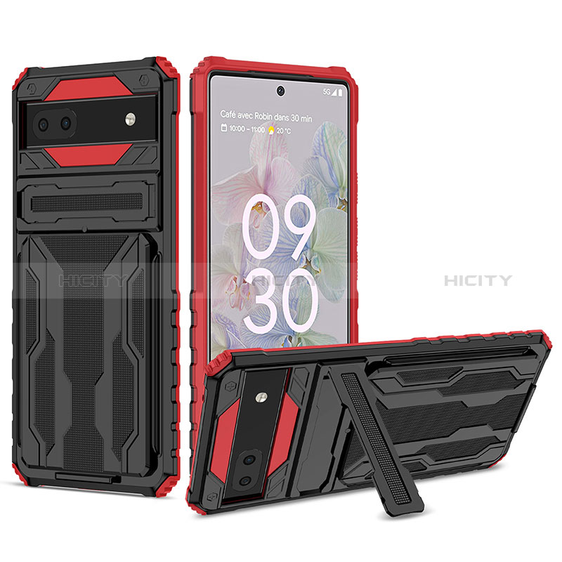 Funda Bumper Silicona y Plastico Mate Carcasa con Soporte YF1 para Google Pixel 6a 5G