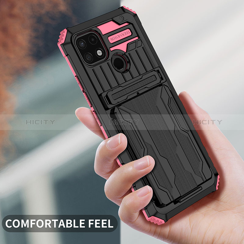 Funda Bumper Silicona y Plastico Mate Carcasa con Soporte YF1 para Realme C21