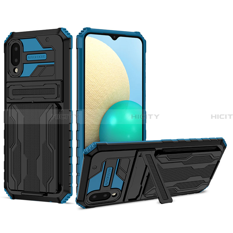 Funda Bumper Silicona y Plastico Mate Carcasa con Soporte YF1 para Samsung Galaxy A02