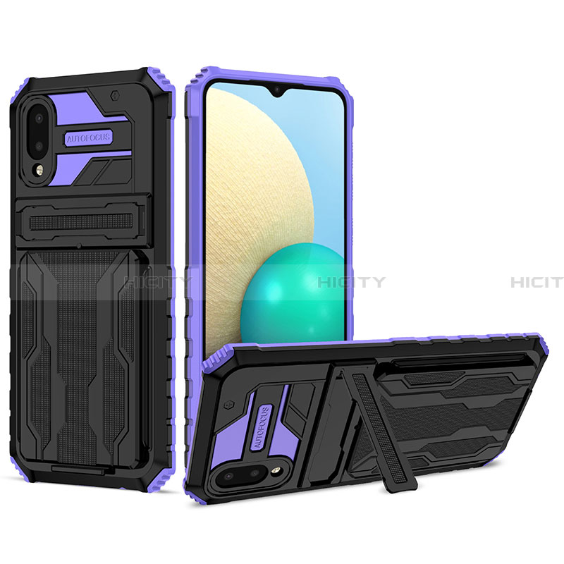 Funda Bumper Silicona y Plastico Mate Carcasa con Soporte YF1 para Samsung Galaxy A02