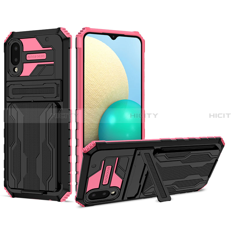 Funda Bumper Silicona y Plastico Mate Carcasa con Soporte YF1 para Samsung Galaxy A02