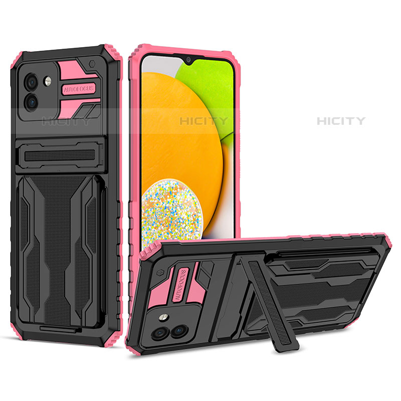 Funda Bumper Silicona y Plastico Mate Carcasa con Soporte YF1 para Samsung Galaxy A03