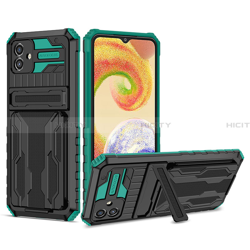 Funda Bumper Silicona y Plastico Mate Carcasa con Soporte YF1 para Samsung Galaxy A04 4G Verde