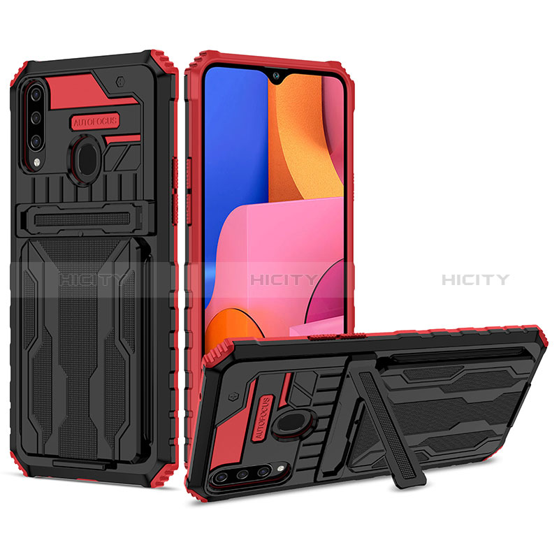 Funda Bumper Silicona y Plastico Mate Carcasa con Soporte YF1 para Samsung Galaxy A20s