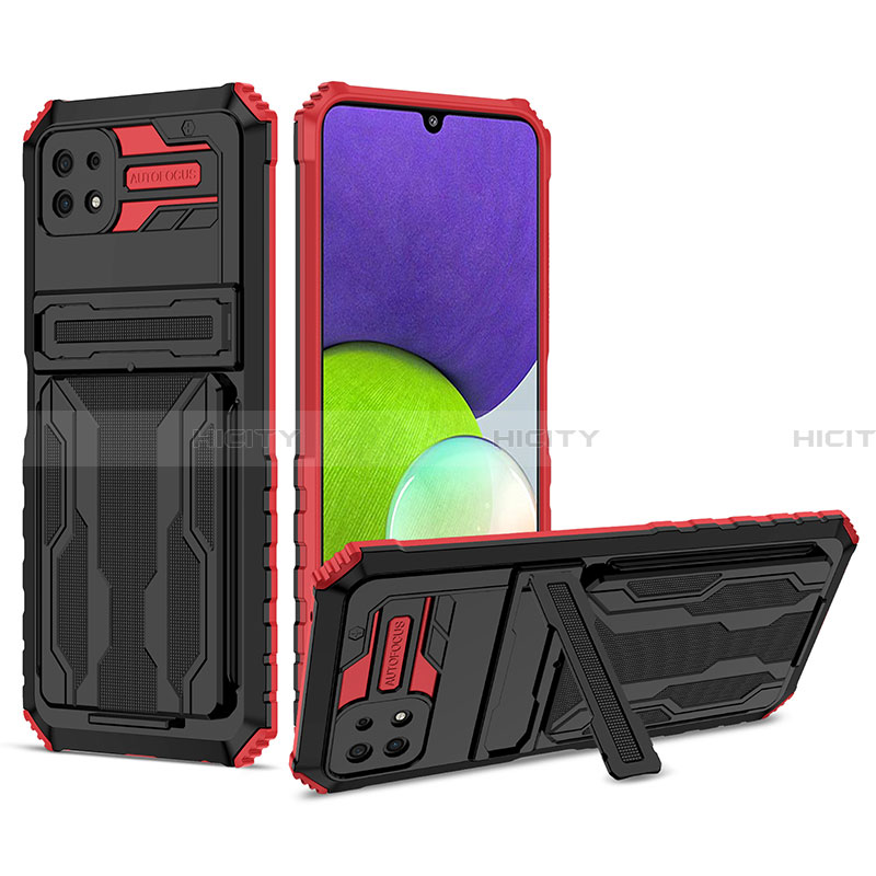 Funda Bumper Silicona y Plastico Mate Carcasa con Soporte YF1 para Samsung Galaxy A22 5G