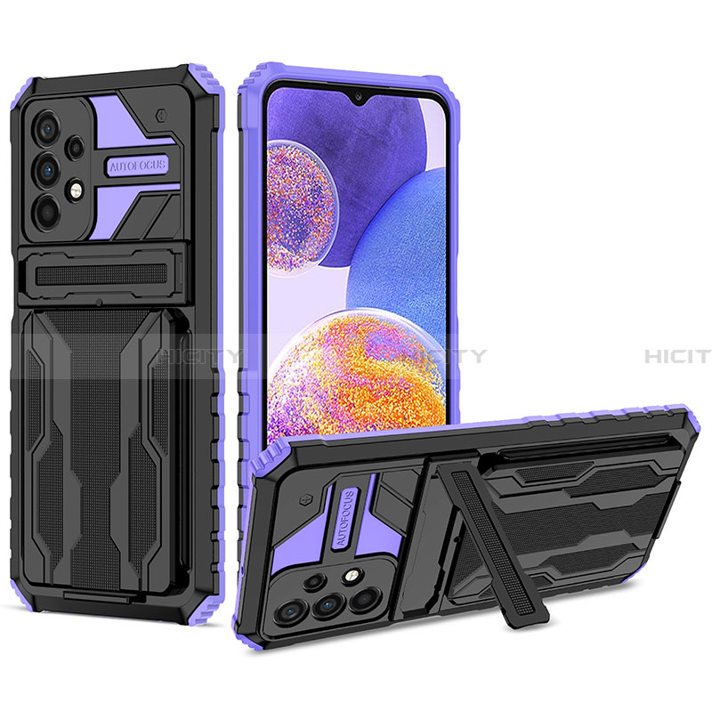 Funda Bumper Silicona y Plastico Mate Carcasa con Soporte YF1 para Samsung Galaxy A23 4G