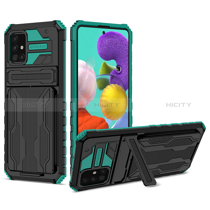 Funda Bumper Silicona y Plastico Mate Carcasa con Soporte YF1 para Samsung Galaxy A31