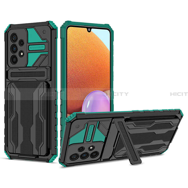 Funda Bumper Silicona y Plastico Mate Carcasa con Soporte YF1 para Samsung Galaxy A33 5G Verde