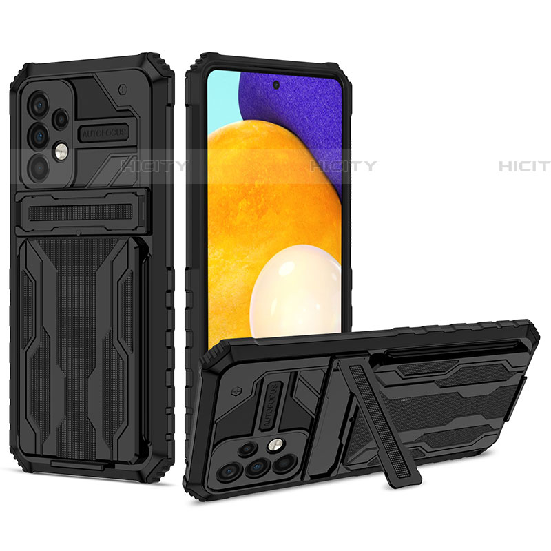 Funda Bumper Silicona y Plastico Mate Carcasa con Soporte YF1 para Samsung Galaxy A52 4G