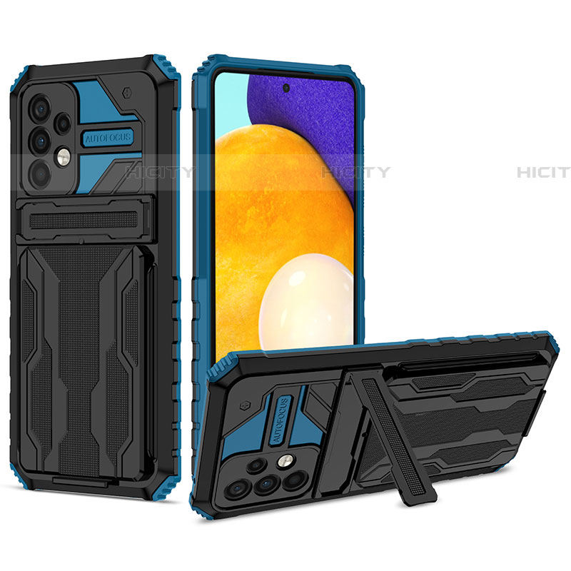 Funda Bumper Silicona y Plastico Mate Carcasa con Soporte YF1 para Samsung Galaxy A52 4G