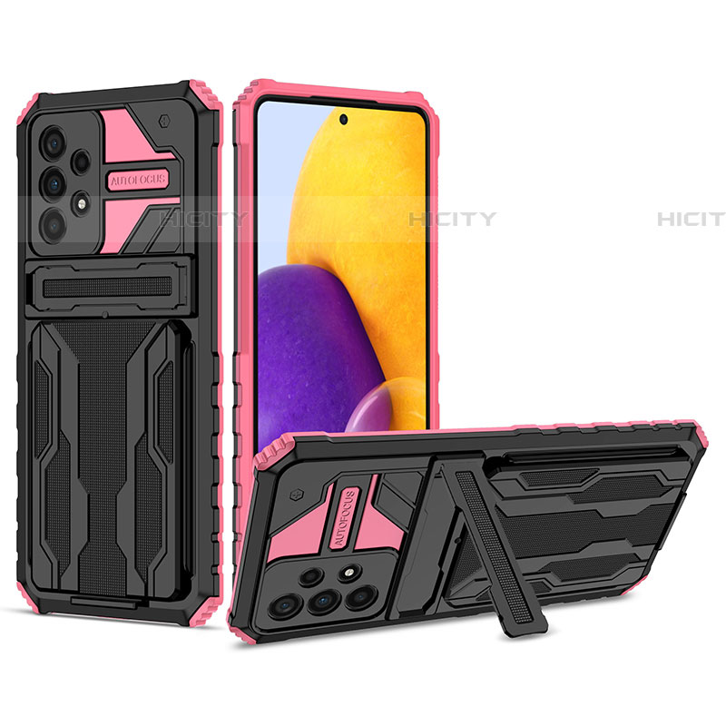 Funda Bumper Silicona y Plastico Mate Carcasa con Soporte YF1 para Samsung Galaxy A73 5G