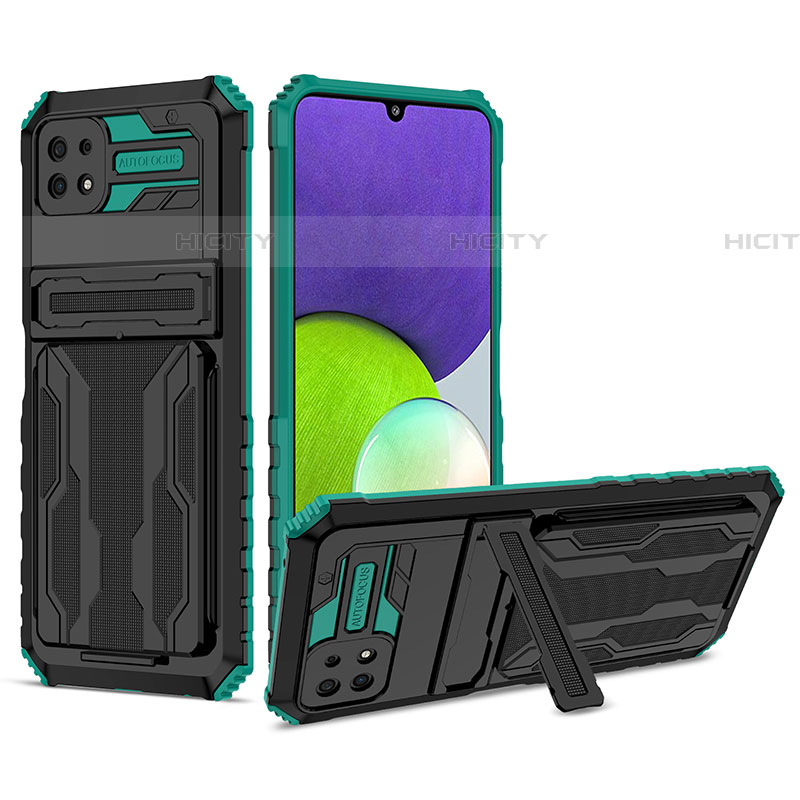 Funda Bumper Silicona y Plastico Mate Carcasa con Soporte YF1 para Samsung Galaxy F42 5G Verde