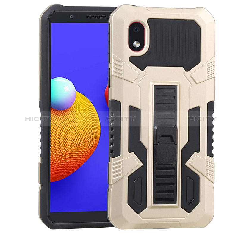 Funda Bumper Silicona y Plastico Mate Carcasa con Soporte YF1 para Samsung Galaxy M01 Core