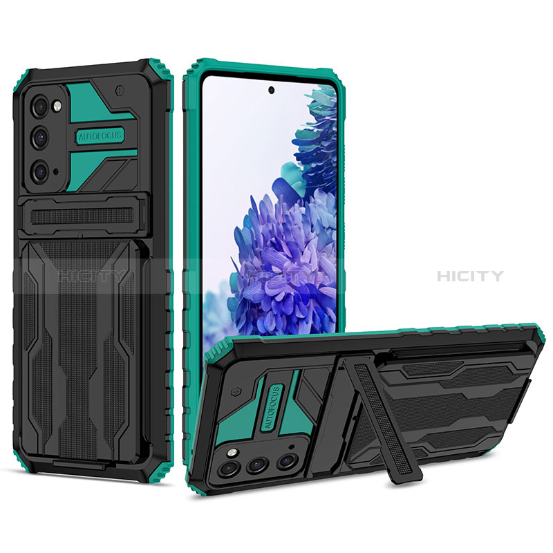 Funda Bumper Silicona y Plastico Mate Carcasa con Soporte YF1 para Samsung Galaxy S20 FE (2022) 5G Verde