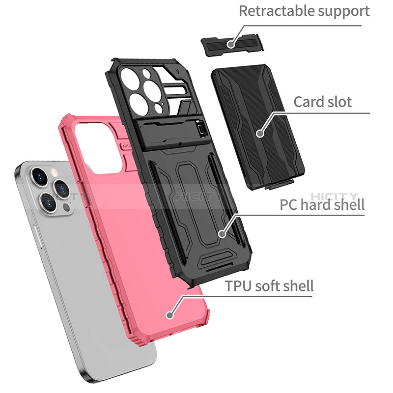 Funda Bumper Silicona y Plastico Mate Carcasa con Soporte YF2 para Apple iPhone 13 Pro