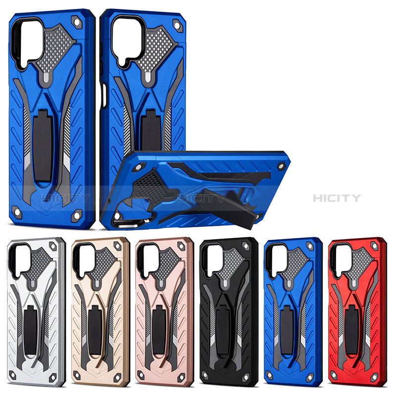 Funda Bumper Silicona y Plastico Mate Carcasa con Soporte YF2 para Samsung Galaxy A12 Nacho