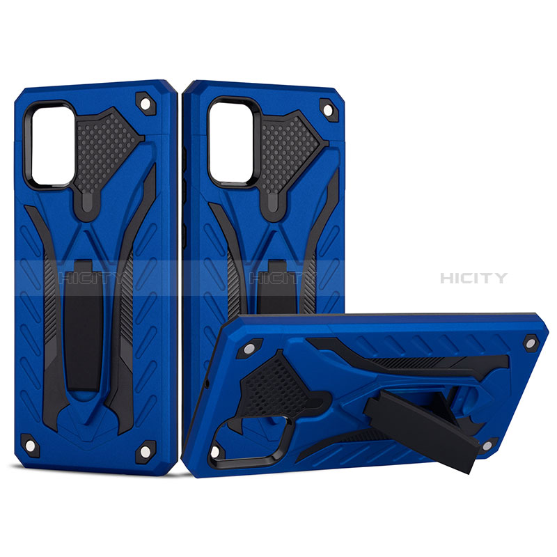 Funda Bumper Silicona y Plastico Mate Carcasa con Soporte YF2 para Samsung Galaxy A51 4G Azul